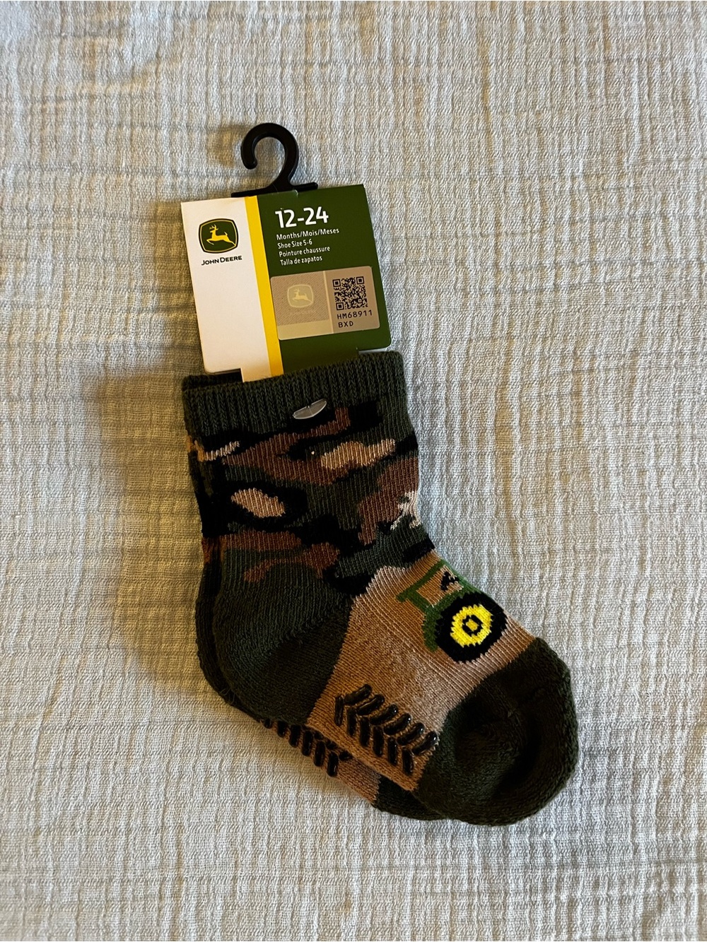 John Deere Baby Camouflage Tractor Socks - Green/Brown (12-24 Months)